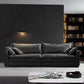 Black Contemporary Faux Leather Tuxedo Arm Sofa with Bolster Pillows for Living Room 110"L x 47"W x 24"H Clearhalo 'furn' 'furn_sofas' 'Furniture' 'furniture_sofas' 'kitchen' 'kitchen_sofas' 'Living Room Furniture' 'Sofa' 'sofas' 4648421