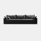 Black Contemporary Faux Leather Tuxedo Arm Sofa with Bolster Pillows for Living Room 134"L x 47"W x 24"H Clearhalo 'furn' 'furn_sofas' 'Furniture' 'furniture_sofas' 'kitchen' 'kitchen_sofas' 'Living Room Furniture' 'Sofa' 'sofas' 4648422
