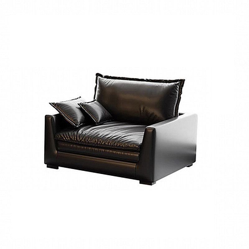 Black Contemporary Faux Leather Tuxedo Arm Sofa with Bolster Pillows for Living Room 47"L x 47"W x 24"H Clearhalo 'furn' 'furn_sofas' 'Furniture' 'furniture_sofas' 'kitchen' 'kitchen_sofas' 'Living Room Furniture' 'Sofa' 'sofas' 4648431