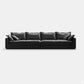 Black Contemporary Faux Leather Tuxedo Arm Sofa with Bolster Pillows for Living Room 150"L x 47"W x 24"H Clearhalo 'furn' 'furn_sofas' 'Furniture' 'furniture_sofas' 'kitchen' 'kitchen_sofas' 'Living Room Furniture' 'Sofa' 'sofas' 4648433
