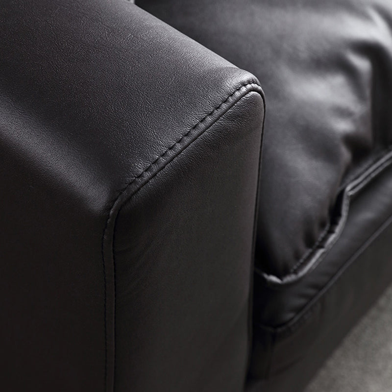 Black Contemporary Faux Leather Tuxedo Arm Sofa with Bolster Pillows for Living Room Clearhalo 'furn' 'furn_sofas' 'Furniture' 'furniture_sofas' 'kitchen' 'kitchen_sofas' 'Living Room Furniture' 'Sofa' 'sofas' 4648434