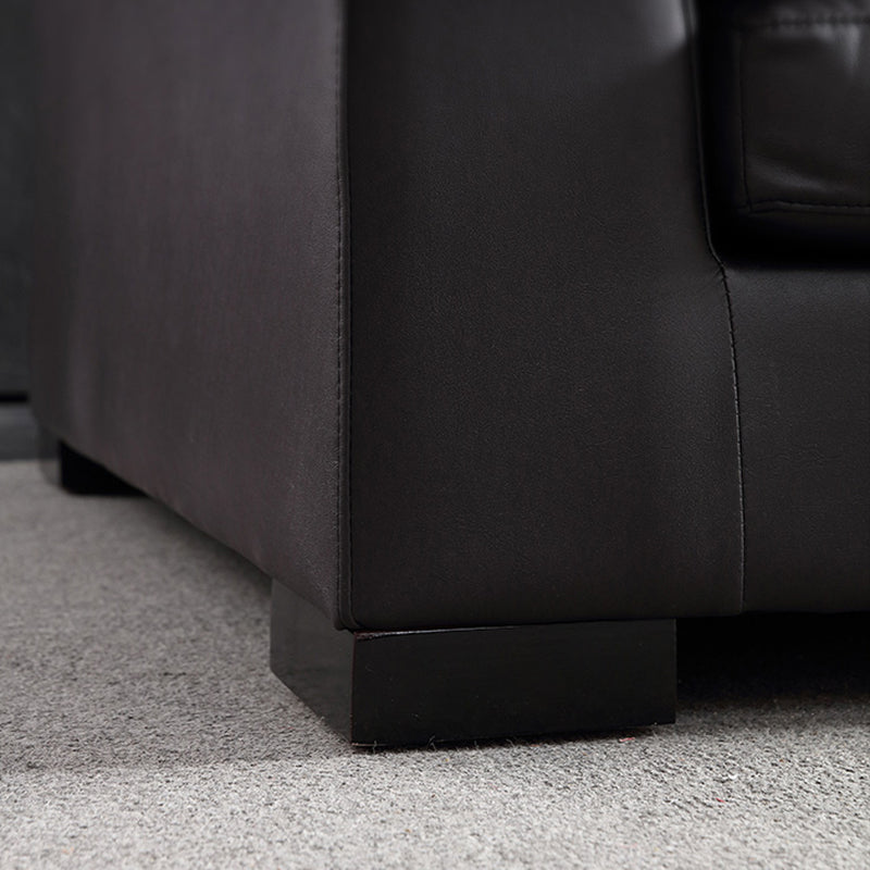 Black Contemporary Faux Leather Tuxedo Arm Sofa with Bolster Pillows for Living Room Clearhalo 'furn' 'furn_sofas' 'Furniture' 'furniture_sofas' 'kitchen' 'kitchen_sofas' 'Living Room Furniture' 'Sofa' 'sofas' 4648435