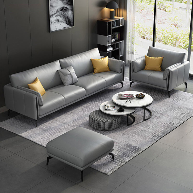 Grey Stain Resistant Settee Couch Square Arm Loose Back Loveseat Clearhalo 'furn' 'furn_sofas' 'Furniture' 'furniture_sofas' 'kitchen' 'kitchen_sofas' 'Living Room Furniture' 'Sofa' 'sofas' 4648450