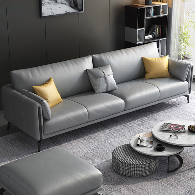 Grey Stain Resistant Settee Couch Square Arm Loose Back Loveseat 83"L x 35"W x 26"H Clearhalo 'furn' 'furn_sofas' 'Furniture' 'furniture_sofas' 'kitchen' 'kitchen_sofas' 'Living Room Furniture' 'Sofa' 'sofas' 4648451