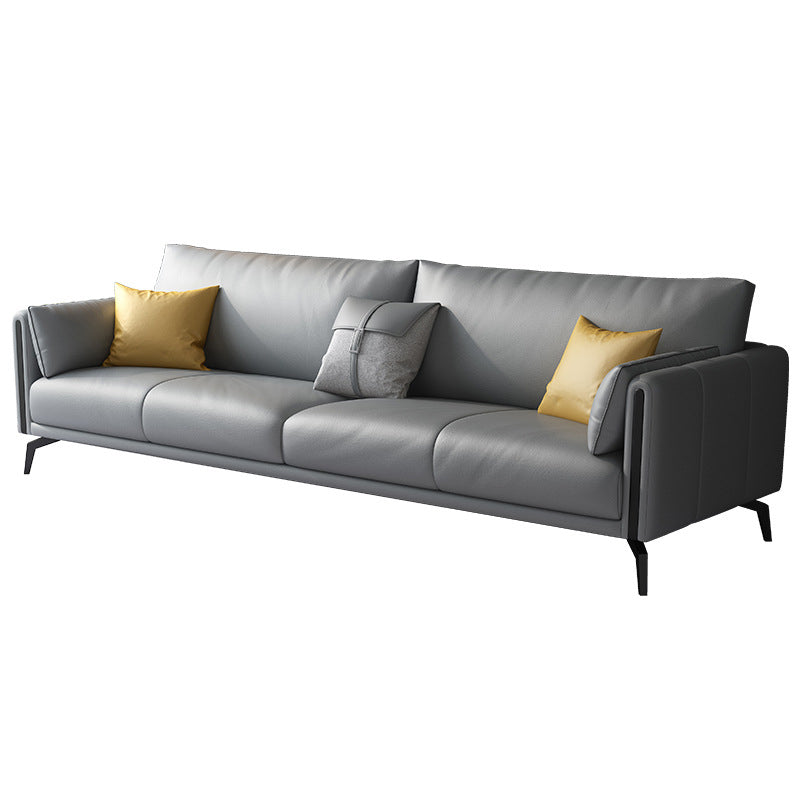 Grey Stain Resistant Settee Couch Square Arm Loose Back Loveseat Clearhalo 'furn' 'furn_sofas' 'Furniture' 'furniture_sofas' 'kitchen' 'kitchen_sofas' 'Living Room Furniture' 'Sofa' 'sofas' 4648452