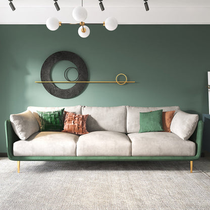 Stain Resistant Square Arm 3/4-Seat Sofa Extra Long Faux Leather Settee 83''L x36"W x 31.5"H White Green Clearhalo 'furn' 'furn_sofas' 'Furniture' 'furniture_sofas' 'kitchen' 'kitchen_sofas' 'Living Room Furniture' 'Sofa' 'sofas' 4648472