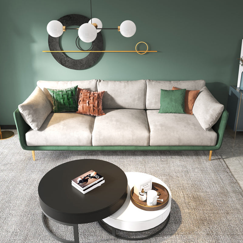 Stain Resistant Square Arm 3/4-Seat Sofa Extra Long Faux Leather Settee Clearhalo 'furn' 'furn_sofas' 'Furniture' 'furniture_sofas' 'kitchen' 'kitchen_sofas' 'Living Room Furniture' 'Sofa' 'sofas' 4648473