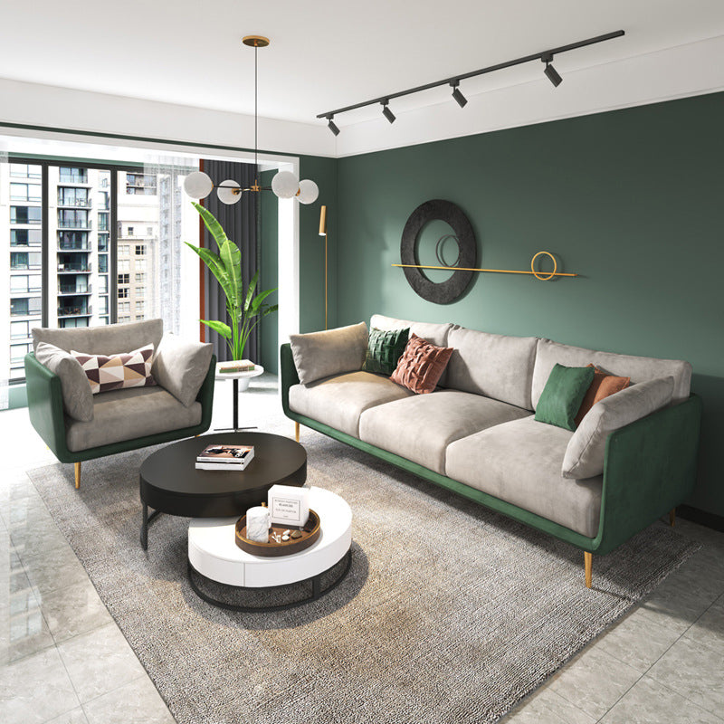 Stain Resistant Square Arm 3/4-Seat Sofa Extra Long Faux Leather Settee Clearhalo 'furn' 'furn_sofas' 'Furniture' 'furniture_sofas' 'kitchen' 'kitchen_sofas' 'Living Room Furniture' 'Sofa' 'sofas' 4648475