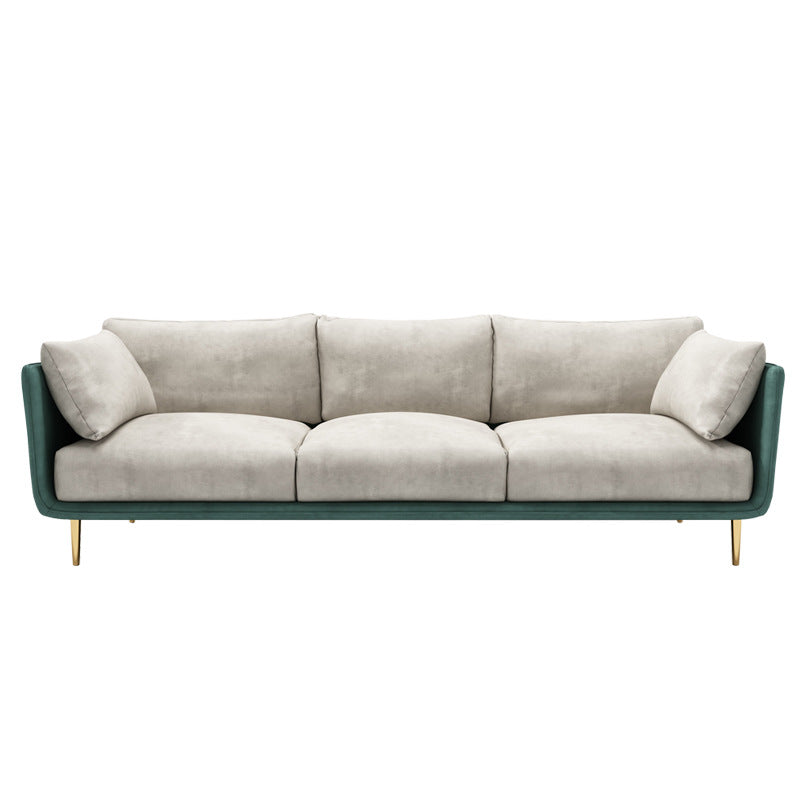 Stain Resistant Square Arm 3/4-Seat Sofa Extra Long Faux Leather Settee Clearhalo 'furn' 'furn_sofas' 'Furniture' 'furniture_sofas' 'kitchen' 'kitchen_sofas' 'Living Room Furniture' 'Sofa' 'sofas' 4648477