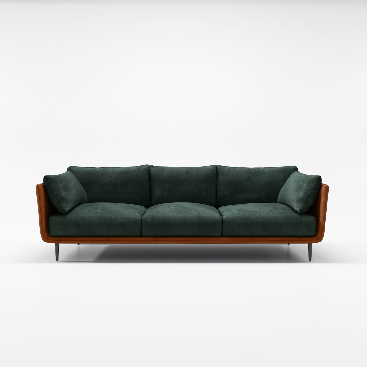 Stain Resistant Square Arm 3/4-Seat Sofa Extra Long Faux Leather Settee Blackish Green Clearhalo 'furn' 'furn_sofas' 'Furniture' 'furniture_sofas' 'kitchen' 'kitchen_sofas' 'Living Room Furniture' 'Sofa' 'sofas' 4648481