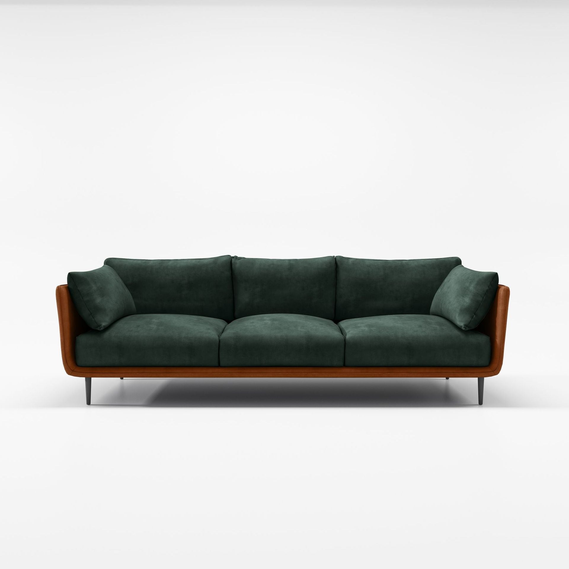 Stain Resistant Square Arm 3/4-Seat Sofa Extra Long Faux Leather Settee Blackish Green Clearhalo 'furn' 'furn_sofas' 'Furniture' 'furniture_sofas' 'kitchen' 'kitchen_sofas' 'Living Room Furniture' 'Sofa' 'sofas' 4648481