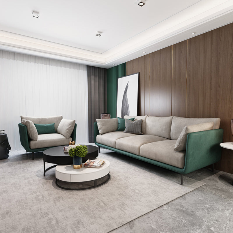 Stain Resistant Square Arm 3/4-Seat Sofa Extra Long Faux Leather Settee Clearhalo 'furn' 'furn_sofas' 'Furniture' 'furniture_sofas' 'kitchen' 'kitchen_sofas' 'Living Room Furniture' 'Sofa' 'sofas' 4648485