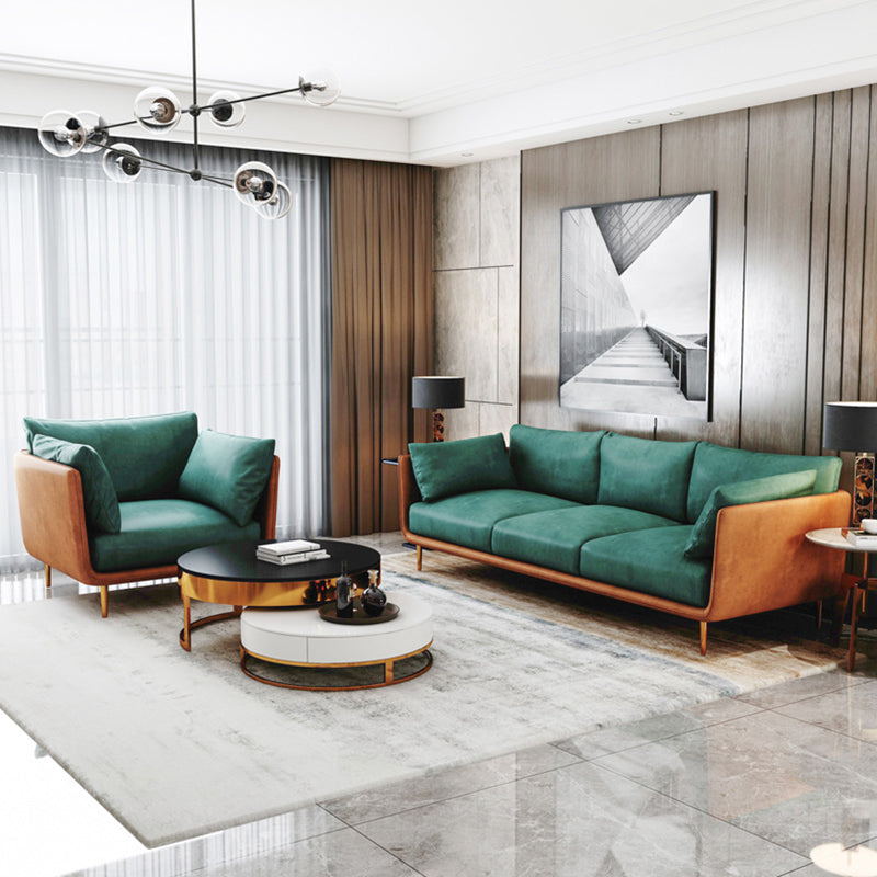 Stain Resistant Square Arm 3/4-Seat Sofa Extra Long Faux Leather Settee Clearhalo 'furn' 'furn_sofas' 'Furniture' 'furniture_sofas' 'kitchen' 'kitchen_sofas' 'Living Room Furniture' 'Sofa' 'sofas' 4648486