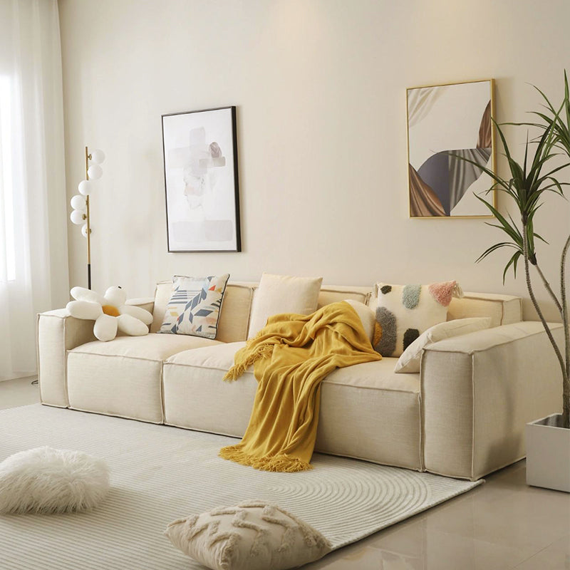 Modern Cushions Sofa 39"W Sofa with Square Arm for Living Room 126"L x 39"W x 27"H Clearhalo 'furn' 'furn_sofas' 'Furniture' 'furniture_sofas' 'kitchen' 'kitchen_sofas' 'Living Room Furniture' 'Sofa' 'sofas' 4648504