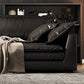 Black Stain Resistant Contemporary Faux Leather Square Arm Sofa with Bolster Pillows Clearhalo 'furn' 'furn_sofas' 'Furniture' 'furniture_sofas' 'kitchen' 'kitchen_sofas' 'Living Room Furniture' 'Sofa' 'sofas' 4648529
