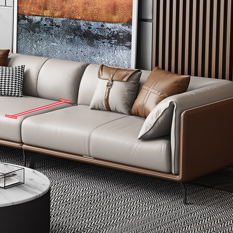 Contemporary Genuine Leather Pillow Top Arm Sofa for Living Room, Apartment Clearhalo 'furn' 'furn_sofas' 'Furniture' 'furniture_sofas' 'kitchen' 'kitchen_sofas' 'Living Room Furniture' 'Sofa' 'sofas' 4648551