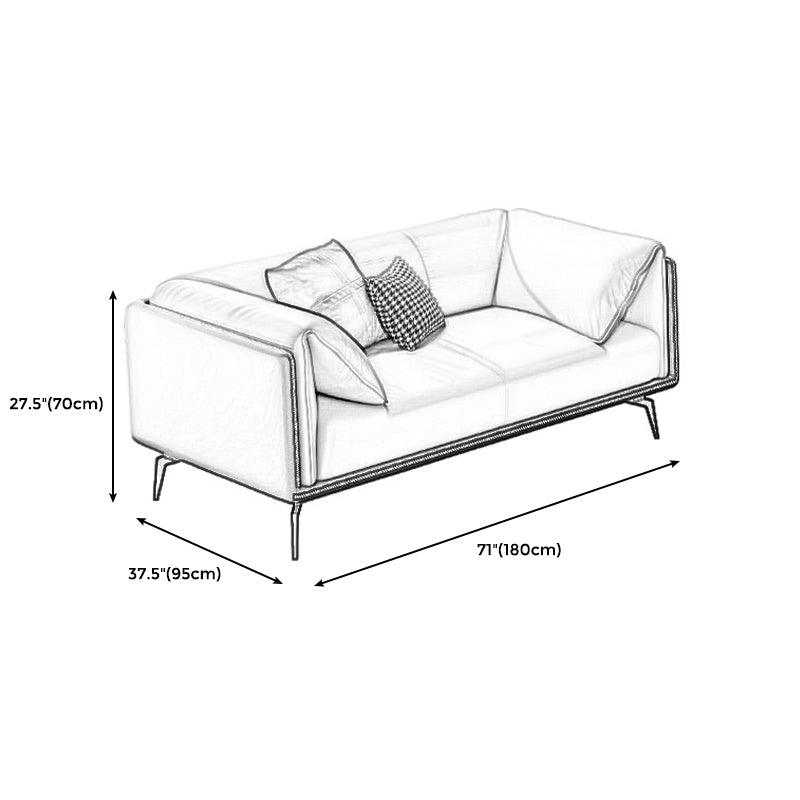 Contemporary Genuine Leather Pillow Top Arm Sofa for Living Room, Apartment Clearhalo 'furn' 'furn_sofas' 'Furniture' 'furniture_sofas' 'kitchen' 'kitchen_sofas' 'Living Room Furniture' 'Sofa' 'sofas' 4648555