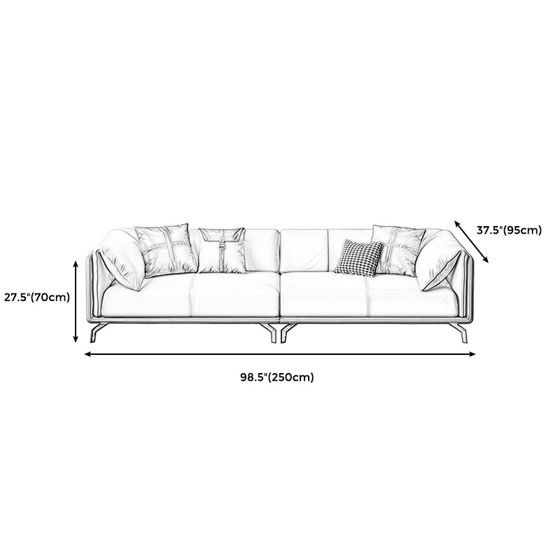 Contemporary Genuine Leather Pillow Top Arm Sofa for Living Room, Apartment Clearhalo 'furn' 'furn_sofas' 'Furniture' 'furniture_sofas' 'kitchen' 'kitchen_sofas' 'Living Room Furniture' 'Sofa' 'sofas' 4648557