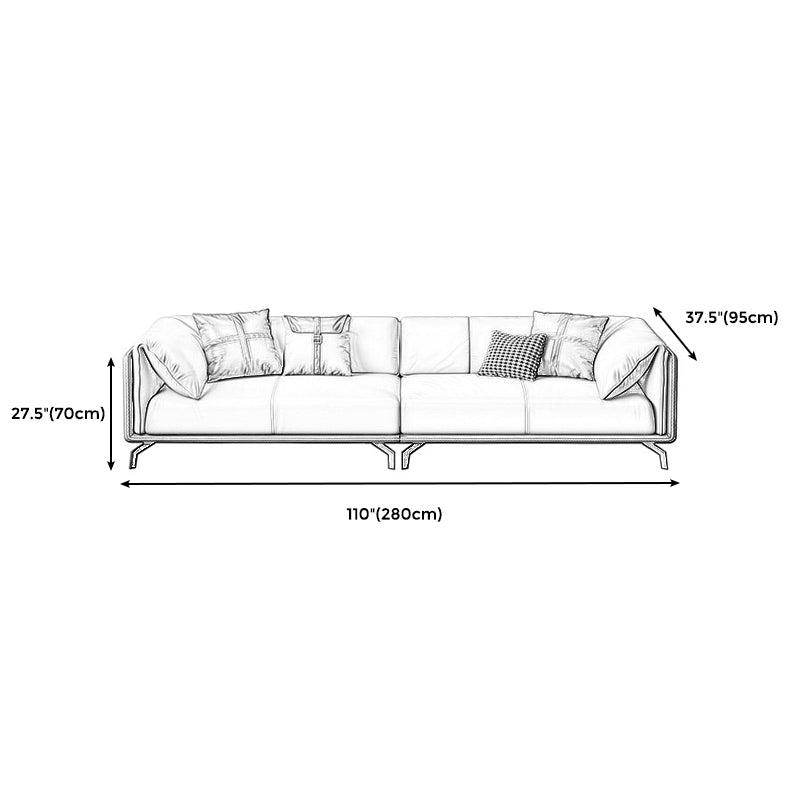 Contemporary Genuine Leather Pillow Top Arm Sofa for Living Room, Apartment Clearhalo 'furn' 'furn_sofas' 'Furniture' 'furniture_sofas' 'kitchen' 'kitchen_sofas' 'Living Room Furniture' 'Sofa' 'sofas' 4648558