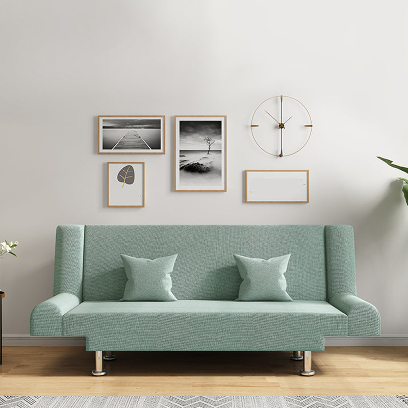 75"Modern Linen Recessed Arm Foldable Convertible Sleeper Sofa 47"L x 37"W x 30"H Sage Green Silver Clearhalo 'furn' 'furn_sofas' 'Furniture' 'furniture_sofas' 'kitchen' 'kitchen_sofas' 'Living Room Furniture' 'Sofa' 'sofas' 4648559