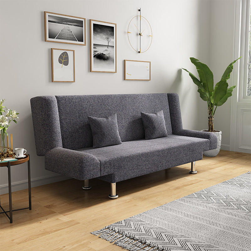 75"Modern Linen Recessed Arm Foldable Convertible Sleeper Sofa Gray Silver Clearhalo 'furn' 'furn_sofas' 'Furniture' 'furniture_sofas' 'kitchen' 'kitchen_sofas' 'Living Room Furniture' 'Sofa' 'sofas' 4648573