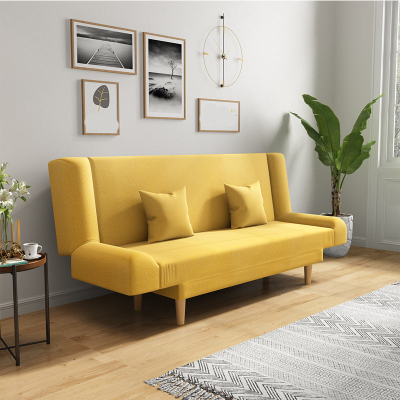 75"Modern Linen Recessed Arm Foldable Convertible Sleeper Sofa Yellow Brown Clearhalo 'furn' 'furn_sofas' 'Furniture' 'furniture_sofas' 'kitchen' 'kitchen_sofas' 'Living Room Furniture' 'Sofa' 'sofas' 4648574