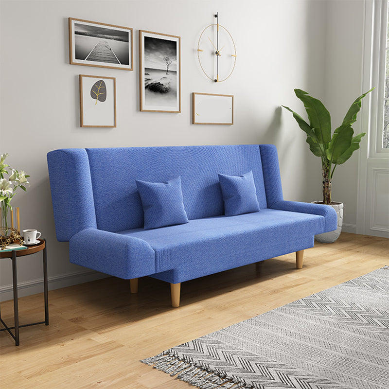 75"Modern Linen Recessed Arm Foldable Convertible Sleeper Sofa Blue Brown Clearhalo 'furn' 'furn_sofas' 'Furniture' 'furniture_sofas' 'kitchen' 'kitchen_sofas' 'Living Room Furniture' 'Sofa' 'sofas' 4648581