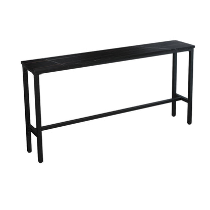 Marble Counter Wine Table with Rectangle Table Top Trestle Table - 41.3" H Gold-Black Without Chairs Clearhalo 'Bar Furniture' 'Bar Tables' 'bar_tables' 'furn' 'furn_bar_tables' 'Furniture' 'furniture_bar_tables' 'Kitchen & Dining Furniture' 'kitchen&dining_furn' 'kitchen' 4653627