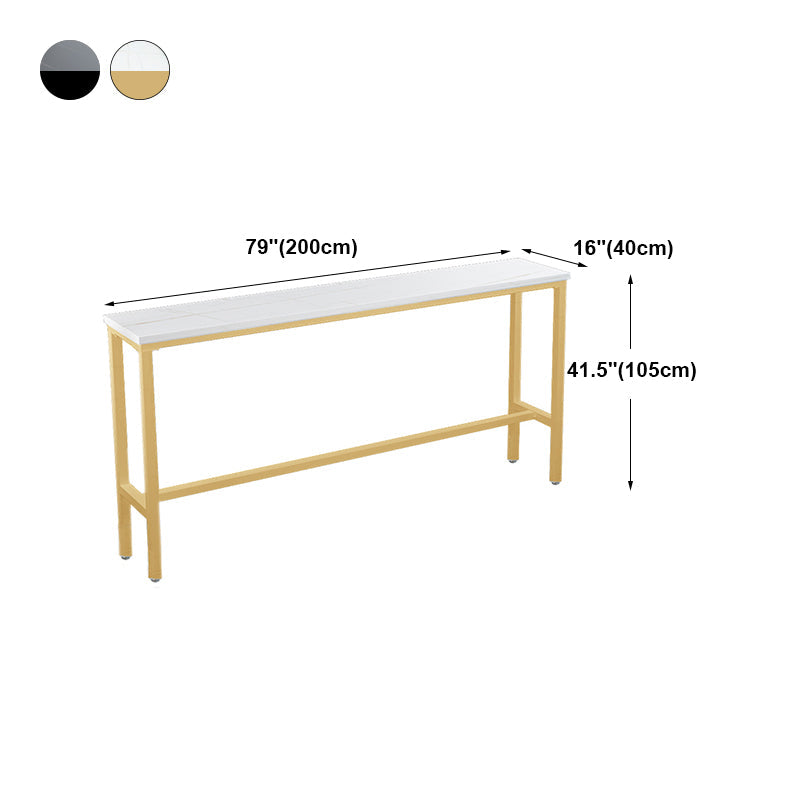 Marble Counter Wine Table with Rectangle Table Top Trestle Table - 41.3" H Clearhalo 'Bar Furniture' 'Bar Tables' 'bar_tables' 'furn' 'furn_bar_tables' 'Furniture' 'furniture_bar_tables' 'Kitchen & Dining Furniture' 'kitchen&dining_furn' 'kitchen' 4653641