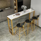 Marble & Wood Bar Dining Table with Rectangle Table Top Trestle Table - 41.3" H 70.9"L x 15.7"W x 41.3"H White-Gold Faux Marble Clearhalo 'Bar Furniture' 'Bar Tables' 'bar_tables' 'furn' 'furn_bar_tables' 'Furniture' 'furniture_bar_tables' 'Kitchen & Dining Furniture' 'kitchen&dining_furn' 'kitchen' 4653643