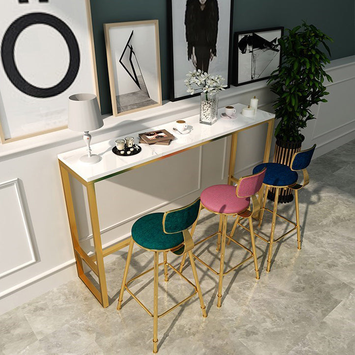 Marble & Wood Bar Dining Table with Rectangle Table Top Trestle Table - 41.3" H Clearhalo 'Bar Furniture' 'Bar Tables' 'bar_tables' 'furn' 'furn_bar_tables' 'Furniture' 'furniture_bar_tables' 'Kitchen & Dining Furniture' 'kitchen&dining_furn' 'kitchen' 4653651