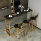 Marble & Wood Bar Dining Table with Rectangle Table Top Trestle Table - 41.3" H Clearhalo 'Bar Furniture' 'Bar Tables' 'bar_tables' 'furn' 'furn_bar_tables' 'Furniture' 'furniture_bar_tables' 'Kitchen & Dining Furniture' 'kitchen&dining_furn' 'kitchen' 4653652