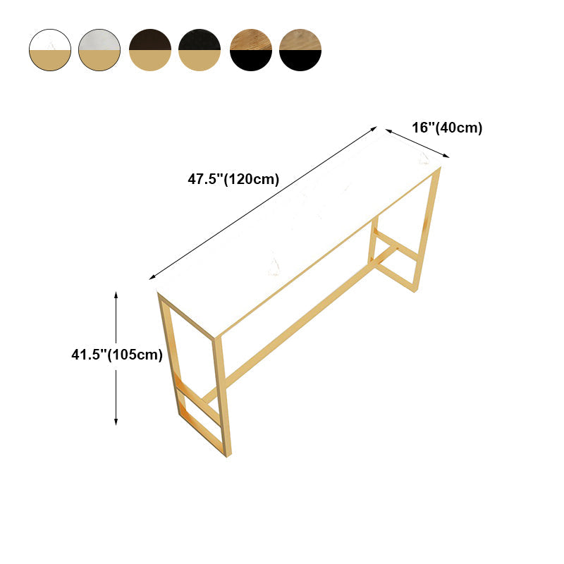 Marble & Wood Bar Dining Table with Rectangle Table Top Trestle Table - 41.3" H Clearhalo 'Bar Furniture' 'Bar Tables' 'bar_tables' 'furn' 'furn_bar_tables' 'Furniture' 'furniture_bar_tables' 'Kitchen & Dining Furniture' 'kitchen&dining_furn' 'kitchen' 4653656