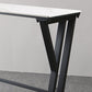 White Marble Bar Table with Rectangle Table Top Trestle Table - 41.3" H Clearhalo 'Bar Furniture' 'Bar Tables' 'bar_tables' 'furn' 'furn_bar_tables' 'Furniture' 'furniture_bar_tables' 'Kitchen & Dining Furniture' 'kitchen&dining_furn' 'kitchen' 4653666