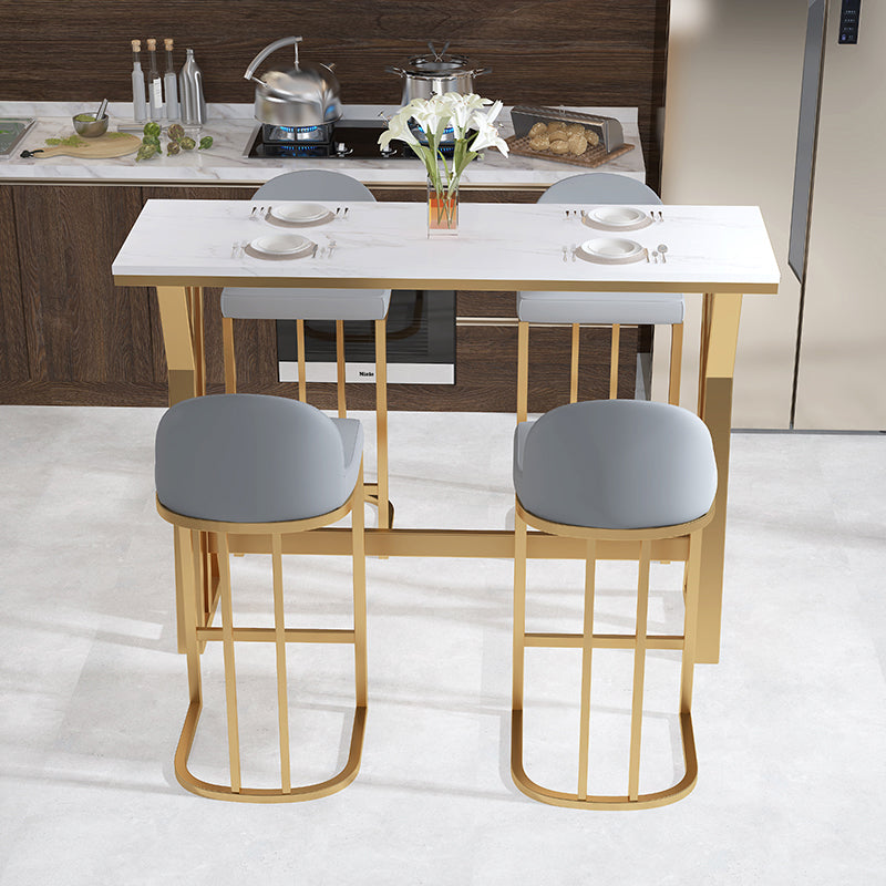 White Marble Bar Table with Rectangle Table Top Trestle Table - 41.3" H Clearhalo 'Bar Furniture' 'Bar Tables' 'bar_tables' 'furn' 'furn_bar_tables' 'Furniture' 'furniture_bar_tables' 'Kitchen & Dining Furniture' 'kitchen&dining_furn' 'kitchen' 4653669