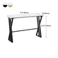 White Marble Bar Table with Rectangle Table Top Trestle Table - 41.3" H Clearhalo 'Bar Furniture' 'Bar Tables' 'bar_tables' 'furn' 'furn_bar_tables' 'Furniture' 'furniture_bar_tables' 'Kitchen & Dining Furniture' 'kitchen&dining_furn' 'kitchen' 4653685