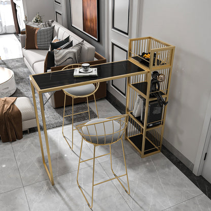 White Black and Gold Glam Style Bar Table in Metal Milk Tea Shop Bar Table Black Without Chairs Clearhalo 'Bar Furniture' 'Bar Tables' 'bar_tables' 'furn' 'furn_bar_tables' 'Furniture' 'furniture_bar_tables' 'Kitchen & Dining Furniture' 'kitchen&dining_furn' 'kitchen' 4653686