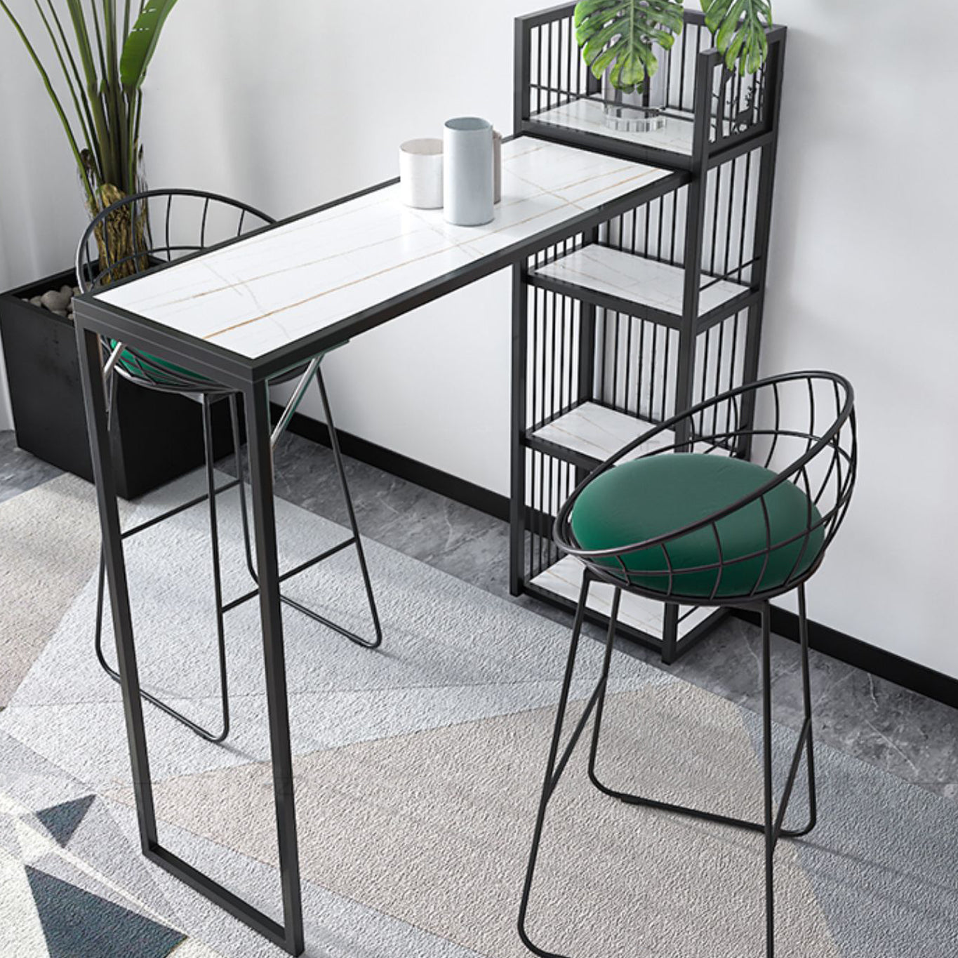 White Black and Gold Glam Style Bar Table in Metal Milk Tea Shop Bar Table Clearhalo 'Bar Furniture' 'Bar Tables' 'bar_tables' 'furn' 'furn_bar_tables' 'Furniture' 'furniture_bar_tables' 'Kitchen & Dining Furniture' 'kitchen&dining_furn' 'kitchen' 4653693