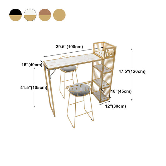 White Black and Gold Glam Style Bar Table in Metal Milk Tea Shop Bar Table Clearhalo 'Bar Furniture' 'Bar Tables' 'bar_tables' 'furn' 'furn_bar_tables' 'Furniture' 'furniture_bar_tables' 'Kitchen & Dining Furniture' 'kitchen&dining_furn' 'kitchen' 4653694