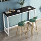 Modern Marble Table with Rectangle Table Top Black White Trestle Table-41.3" H 70.9"L x 15.7"W x 41.3"H Black White Without Chairs Clearhalo 'Bar Furniture' 'Bar Tables' 'bar_tables' 'furn' 'furn_bar_tables' 'Furniture' 'furniture_bar_tables' 'Kitchen & Dining Furniture' 'kitchen&dining_furn' 'kitchen' 4653699