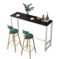 Modern Marble Table with Rectangle Table Top Black White Trestle Table-41.3" H Black White Without Chairs Clearhalo 'Bar Furniture' 'Bar Tables' 'bar_tables' 'furn' 'furn_bar_tables' 'Furniture' 'furniture_bar_tables' 'Kitchen & Dining Furniture' 'kitchen&dining_furn' 'kitchen' 4653700