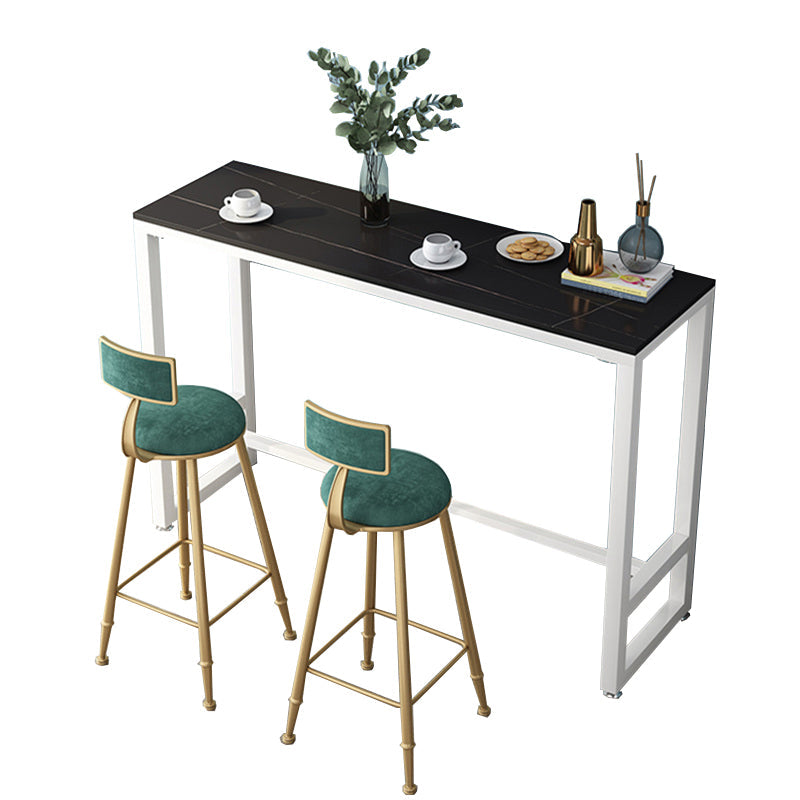 Modern Marble Table with Rectangle Table Top Black White Trestle Table-41.3" H Black White Without Chairs Clearhalo 'Bar Furniture' 'Bar Tables' 'bar_tables' 'furn' 'furn_bar_tables' 'Furniture' 'furniture_bar_tables' 'Kitchen & Dining Furniture' 'kitchen&dining_furn' 'kitchen' 4653700