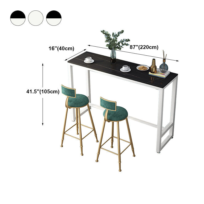 Modern Marble Table with Rectangle Table Top Black White Trestle Table-41.3" H Clearhalo 'Bar Furniture' 'Bar Tables' 'bar_tables' 'furn' 'furn_bar_tables' 'Furniture' 'furniture_bar_tables' 'Kitchen & Dining Furniture' 'kitchen&dining_furn' 'kitchen' 4653709