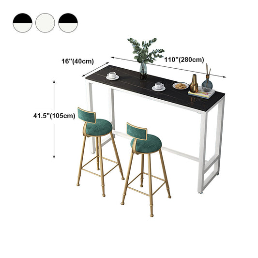 Modern Marble Table with Rectangle Table Top Black White Trestle Table-41.3" H Clearhalo 'Bar Furniture' 'Bar Tables' 'bar_tables' 'furn' 'furn_bar_tables' 'Furniture' 'furniture_bar_tables' 'Kitchen & Dining Furniture' 'kitchen&dining_furn' 'kitchen' 4653712