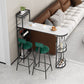 White Marble Bar Table with Specialty Table Top Double Pedestal Table- 41.3" H 70.9"L x 15.7"W x 41.3"H White-Black Without Chairs Clearhalo 'Bar Furniture' 'Bar Tables' 'bar_tables' 'furn' 'furn_bar_tables' 'Furniture' 'furniture_bar_tables' 'Kitchen & Dining Furniture' 4653717