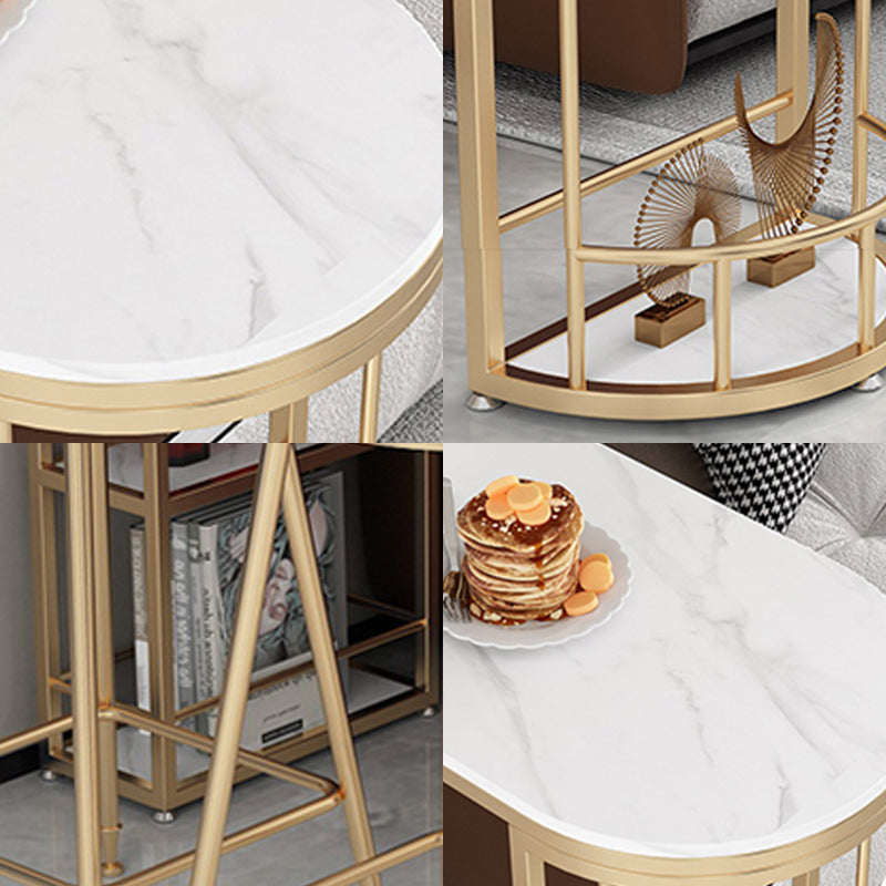 White Marble Bar Table with Specialty Table Top Double Pedestal Table- 41.3" H Clearhalo 'Bar Furniture' 'Bar Tables' 'bar_tables' 'furn' 'furn_bar_tables' 'Furniture' 'furniture_bar_tables' 'Kitchen & Dining Furniture' 4653722