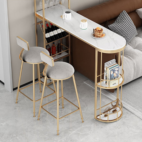 White Marble Bar Table with Specialty Table Top Double Pedestal Table- 41.3" H Clearhalo 'Bar Furniture' 'Bar Tables' 'bar_tables' 'furn' 'furn_bar_tables' 'Furniture' 'furniture_bar_tables' 'Kitchen & Dining Furniture' 4653723