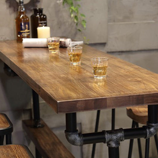 Industrial Style Rectangle Bar Table Solid Wood Milk Tea Shop Casual Bar Table Clearhalo 'Bar Furniture' 'Bar Tables' 'bar_tables' 'furn' 'furn_bar_tables' 'Furniture' 'furniture_bar_tables' 'Kitchen & Dining Furniture' 4653749