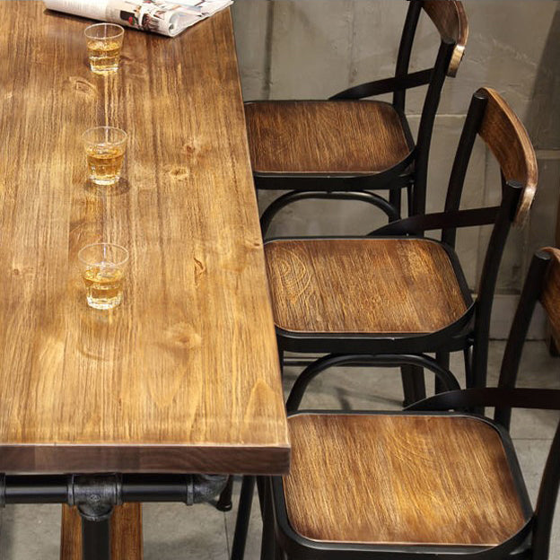 Industrial Style Rectangle Bar Table Solid Wood Milk Tea Shop Casual Bar Table Clearhalo 'Bar Furniture' 'Bar Tables' 'bar_tables' 'furn' 'furn_bar_tables' 'Furniture' 'furniture_bar_tables' 'Kitchen & Dining Furniture' 4653752