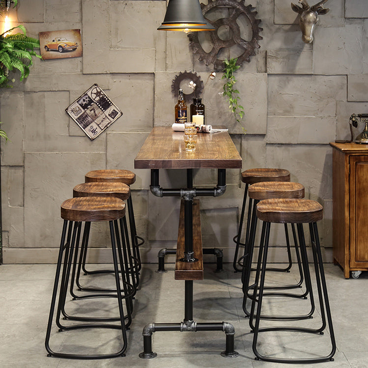 Industrial Style Rectangle Bar Table Solid Wood Milk Tea Shop Casual Bar Table Clearhalo 'Bar Furniture' 'Bar Tables' 'bar_tables' 'furn' 'furn_bar_tables' 'Furniture' 'furniture_bar_tables' 'Kitchen & Dining Furniture' 4653754